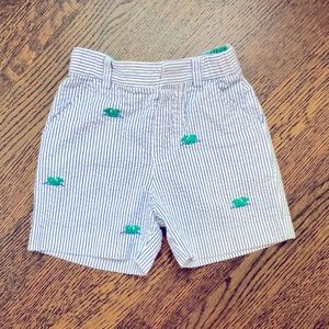 Florence Eiseman 12m seersucker shorts with whale embroidery